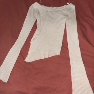 Garage White Ribbed Knit Top
